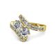 1 - Eleni 1.50 ctw (5.80 mm) Lab Grown Diamond and Lab Grown Diamond with Side Natural Diamond Bypass Ring 
