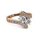 2 - Eleni 1.50 ctw (5.80 mm) Lab Grown Diamond and Lab Grown Diamond with Side Natural Diamond Bypass Ring 