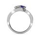 4 - Eleni 2.20 ctw (5.80 mm) Lab Grown Diamond and Blue Sapphire with Side Natural Diamond Bypass Ring 