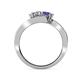 4 - Eleni 2.17 ctw (5.80 mm) Lab Grown Diamond and Iolite with Side Natural Diamond Bypass Ring 