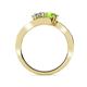 4 - Eleni 2.22 ctw (5.80 mm) Lab Grown Diamond and Peridot with Side Natural Diamond Bypass Ring 