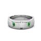 1 - Laken 0.27 ctw (2.50 mm) Round Green Garnet Satin Finished Center and Polished Edges with Grooved Lines Men Wedding Band 