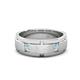 1 - Laken 0.16 ctw (2.50 mm) Round Aquamarine Satin Finished Center and Polished Edges with Grooved Lines Men Wedding Band 