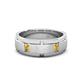 1 - Laken 0.16 ctw (2.50 mm) Round Citrine Satin Finished Center and Polished Edges with Grooved Lines Men Wedding Band 