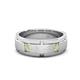 1 - Laken 0.27 ctw (2.50 mm) Round Peridot Satin Finished Center and Polished Edges with Grooved Lines Men Wedding Band 