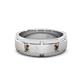 1 - Laken 0.24 ctw (2.50 mm) Round Smoky Quartz Satin Finished Center and Polished Edges with Grooved Lines Men Wedding Band 