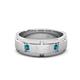 1 - Laken 0.24 ctw (2.50 mm) Round Blue Diamond Satin Finished Center and Polished Edges with Grooved Lines Men Wedding Band 