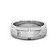 1 - Laken 0.20 ctw (2.50 mm) Round Moissanite Satin Finished Center and Polished Edges with Grooved Lines Men Wedding Band 