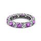 2 - Lucida 3.80 ctw (3.80 mm) Round Amethyst and Natural Diamond Eternity Band 