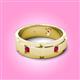 3 - Laken 0.24 ctw (2.50 mm) Round Ruby Satin Finished Center and Polished Edges with Grooved Lines Men Wedding Band 