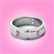 3 - Laken 0.28 ctw (2.50 mm) Round Pink Sapphire Satin Finished Center and Polished Edges with Grooved Lines Men Wedding Band 