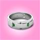 3 - Laken 0.27 ctw (2.50 mm) Round Green Garnet Satin Finished Center and Polished Edges with Grooved Lines Men Wedding Band 