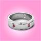 3 - Laken 0.16 ctw (2.50 mm) Round Pink Tourmaline Satin Finished Center and Polished Edges with Grooved Lines Men Wedding Band 