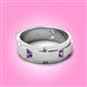 3 - Laken 0.16 ctw (2.50 mm) Round Amethyst Satin Finished Center and Polished Edges with Grooved Lines Men Wedding Band 