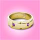 3 - Laken 0.16 ctw (2.50 mm) Round Amethyst Satin Finished Center and Polished Edges with Grooved Lines Men Wedding Band 