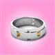 3 - Laken 0.16 ctw (2.50 mm) Round Citrine Satin Finished Center and Polished Edges with Grooved Lines Men Wedding Band 