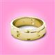 3 - Laken 0.28 ctw (2.50 mm) Round Yellow Sapphire Satin Finished Center and Polished Edges with Grooved Lines Men Wedding Band 