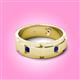 3 - Laken 0.26 ctw (2.50 mm) Round Blue Sapphire Satin Finished Center and Polished Edges with Grooved Lines Men Wedding Band 