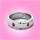 3 - Laken 0.24 ctw (2.50 mm) Round Ruby Satin Finished Center and Polished Edges with Grooved Lines Men Wedding Band 