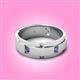 3 - Laken 0.16 ctw (2.50 mm) Round Iolite Satin Finished Center and Polished Edges with Grooved Lines Men Wedding Band 