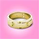 3 - Laken 0.24 ctw (2.50 mm) Round Yellow Diamond Satin Finished Center and Polished Edges with Grooved Lines Men Wedding Band 