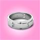 3 - Laken 0.20 ctw (2.50 mm) Round Moissanite Satin Finished Center and Polished Edges with Grooved Lines Men Wedding Band 
