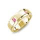 4 - Laken 0.28 ctw (2.50 mm) Round Pink Sapphire Satin Finished Center and Polished Edges with Grooved Lines Men Wedding Band 