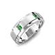4 - Laken 0.27 ctw (2.50 mm) Round Green Garnet Satin Finished Center and Polished Edges with Grooved Lines Men Wedding Band 