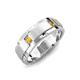 4 - Laken 0.16 ctw (2.50 mm) Round Citrine Satin Finished Center and Polished Edges with Grooved Lines Men Wedding Band 