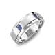 4 - Laken 0.16 ctw (2.50 mm) Round Iolite Satin Finished Center and Polished Edges with Grooved Lines Men Wedding Band 