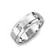 4 - Laken 0.28 ctw (2.50 mm) Round White Sapphire Satin Finished Center and Polished Edges with Grooved Lines Men Wedding Band 