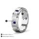 4 - Laken 0.26 ctw (2.50 mm) Round Blue Sapphire Satin Finished Center and Polished Edges with Grooved Lines Men Wedding Band 