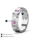 5 - Laken 0.28 ctw (2.50 mm) Round Pink Sapphire Satin Finished Center and Polished Edges with Grooved Lines Men Wedding Band 