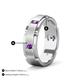 5 - Laken 0.16 ctw (2.50 mm) Round Amethyst Satin Finished Center and Polished Edges with Grooved Lines Men Wedding Band 