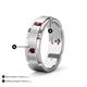 5 - Laken 0.27 ctw (2.50 mm) Round Red Garnet Satin Finished Center and Polished Edges with Grooved Lines Men Wedding Band 