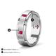 5 - Laken 0.24 ctw (2.50 mm) Round Ruby Satin Finished Center and Polished Edges with Grooved Lines Men Wedding Band 