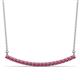 1 - Nancy 2.00 mm Round Pink Tourmaline Curved Bar Pendant Necklace 
