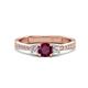 1 - Aniyah 0.71 ctw (5.00 mm) Classic Three Stone Round Rhodolite Garnet and Natural Diamond Engagement Ring 