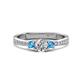 1 - Aniyah 0.70 ctw (5.00 mm) Classic Three Stone Round Natural Diamond and Blue Topaz Engagement Ring 
