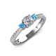 3 - Aniyah 0.70 ctw (5.00 mm) Classic Three Stone Round Natural Diamond and Blue Topaz Engagement Ring 