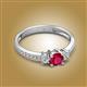 2 - Aniyah 0.76 ctw (5.00 mm) Classic Three Stone Round Ruby and Lab Grown Diamond Engagement Ring 