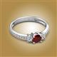 2 - Aniyah 0.84 ctw (5.00 mm) Classic Three Stone Round Red Garnet and Lab Grown Diamond Engagement Ring 