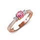 3 - Aniyah 0.61 ctw (5.00 mm) Classic Three Stone Round Pink Tourmaline and Lab Grown Diamond Engagement Ring 