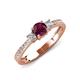 3 - Aniyah 0.71 ctw (5.00 mm) Classic Three Stone Round Rhodolite Garnet and Lab Grown Diamond Engagement Ring 