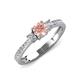 3 - Aniyah 0.69 ctw (5.00 mm) Classic Three Stone Round Morganite and Lab Grown Diamond Engagement Ring 