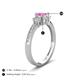 4 - Aniyah 0.74 ctw (5.00 mm) Classic Three Stone Round Pink Sapphire and Lab Grown Diamond Engagement Ring 