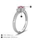 4 - Aniyah 0.61 ctw (5.00 mm) Classic Three Stone Round Pink Tourmaline and Lab Grown Diamond Engagement Ring 