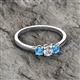 2 - Quyen 0.53 ctw (4.00 mm) Round Natural Diamond and Blue Topaz Three Stone Engagement Ring  