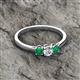 2 - Quyen 0.49 ctw (4.00 mm) Round Natural Diamond and Emerald Three Stone Engagement Ring  