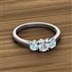 2 - Quyen 0.90 ctw (5.00 mm) Round Natural Diamond and Aquamarine Three Stone Engagement Ring  